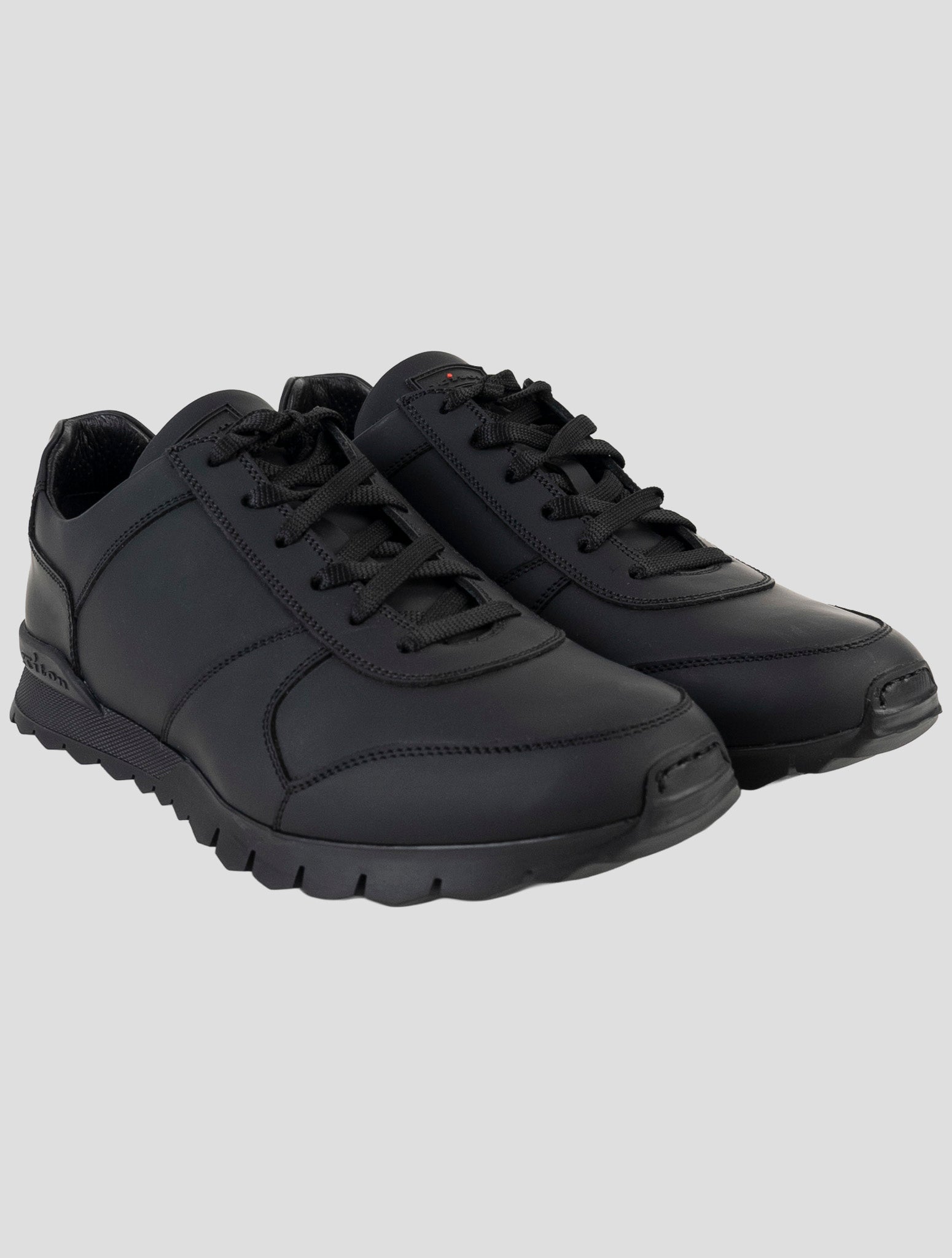 Kiton Black Leather Sneakers