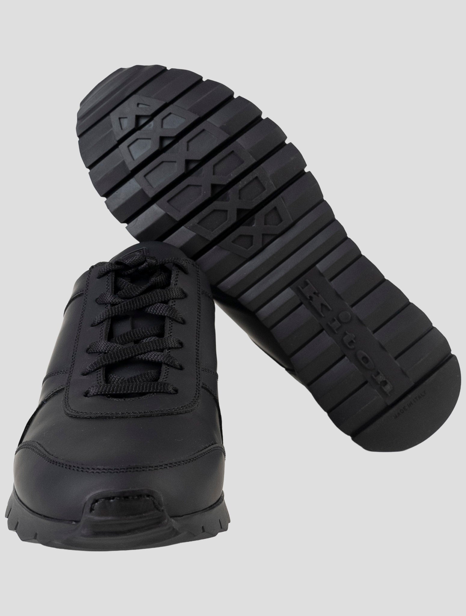 Kiton Black Leather Sneakers