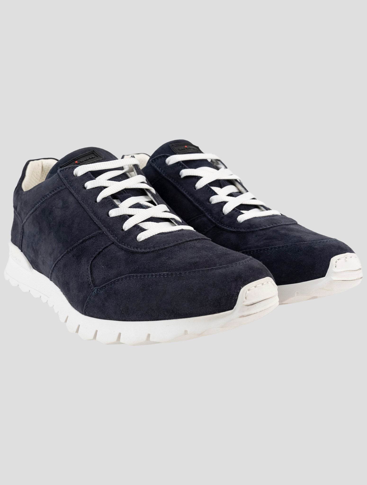 Kiton Blue Leather Suede Sneakers