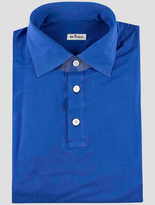 Kiton Blue Cotton Sweater Polo