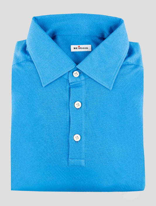 Kiton Blue Cotton Polo