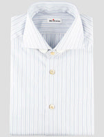 Kiton White Blue Cotton Shirt