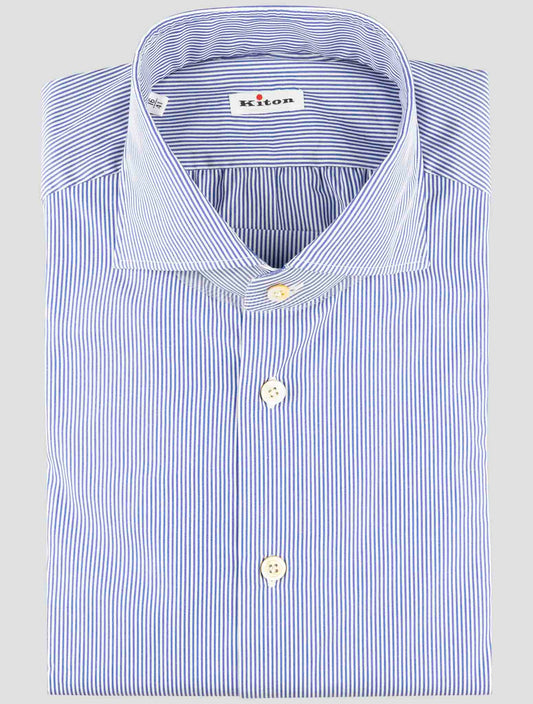 Kiton Blue Cotton Shirt