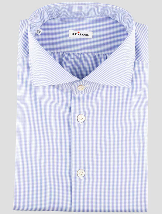 Kiton Blue White Cotton Shirt