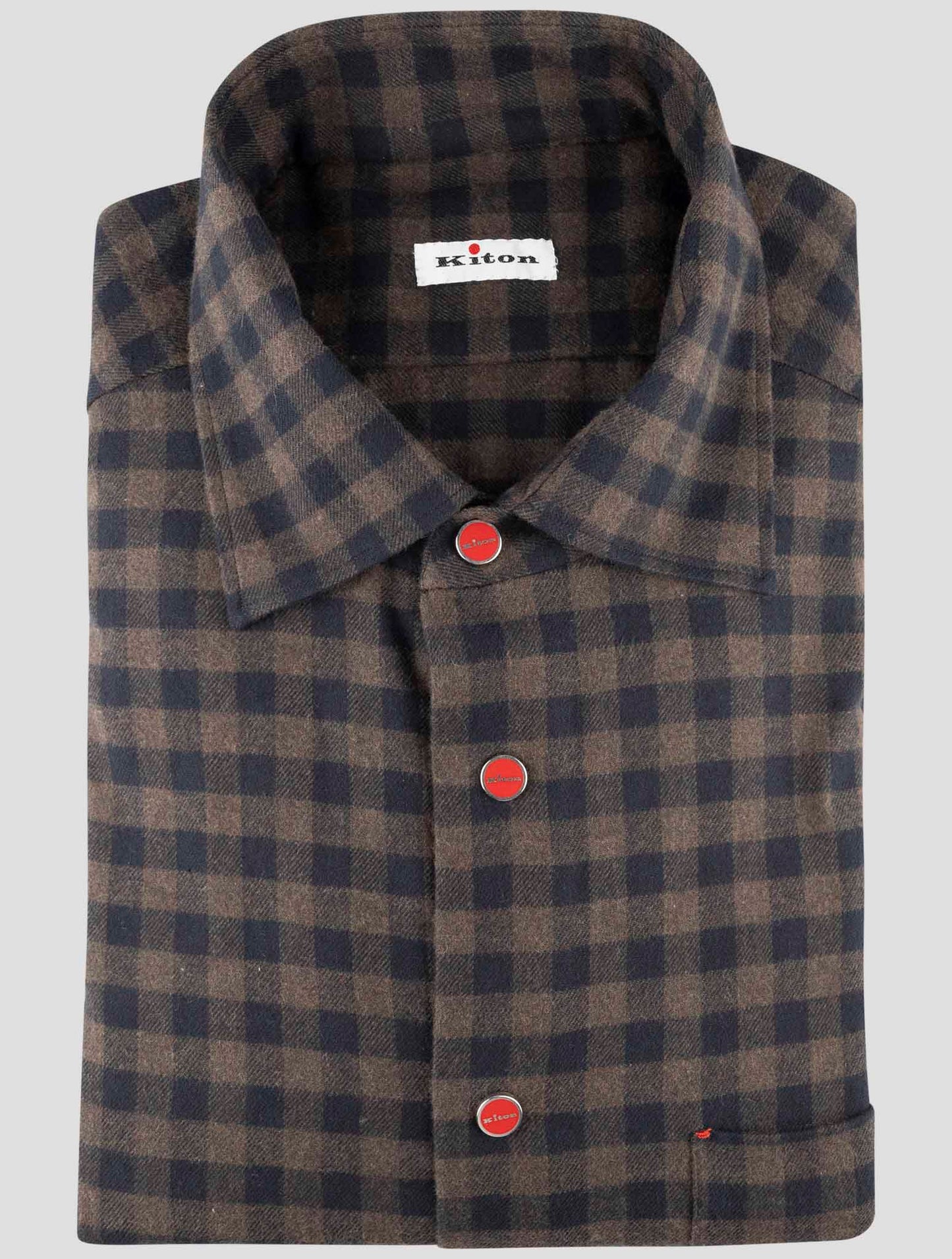 Kiton Brown Blue Cotton Shirt