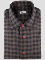 Kiton Brown Blue Cotton Shirt