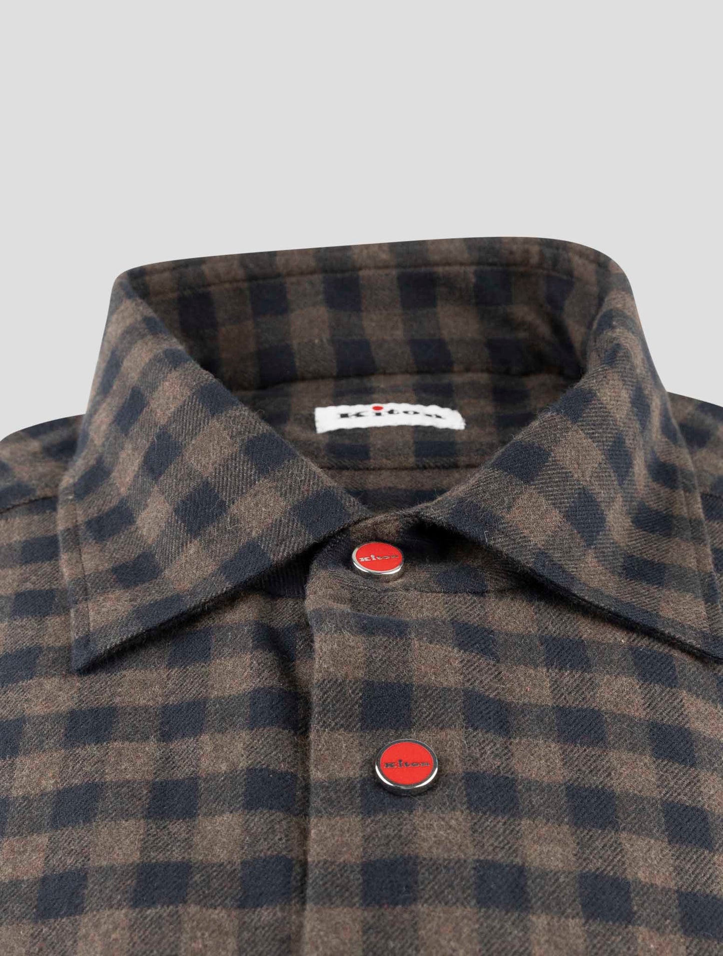 Kiton Brown Blue Cotton Shirt
