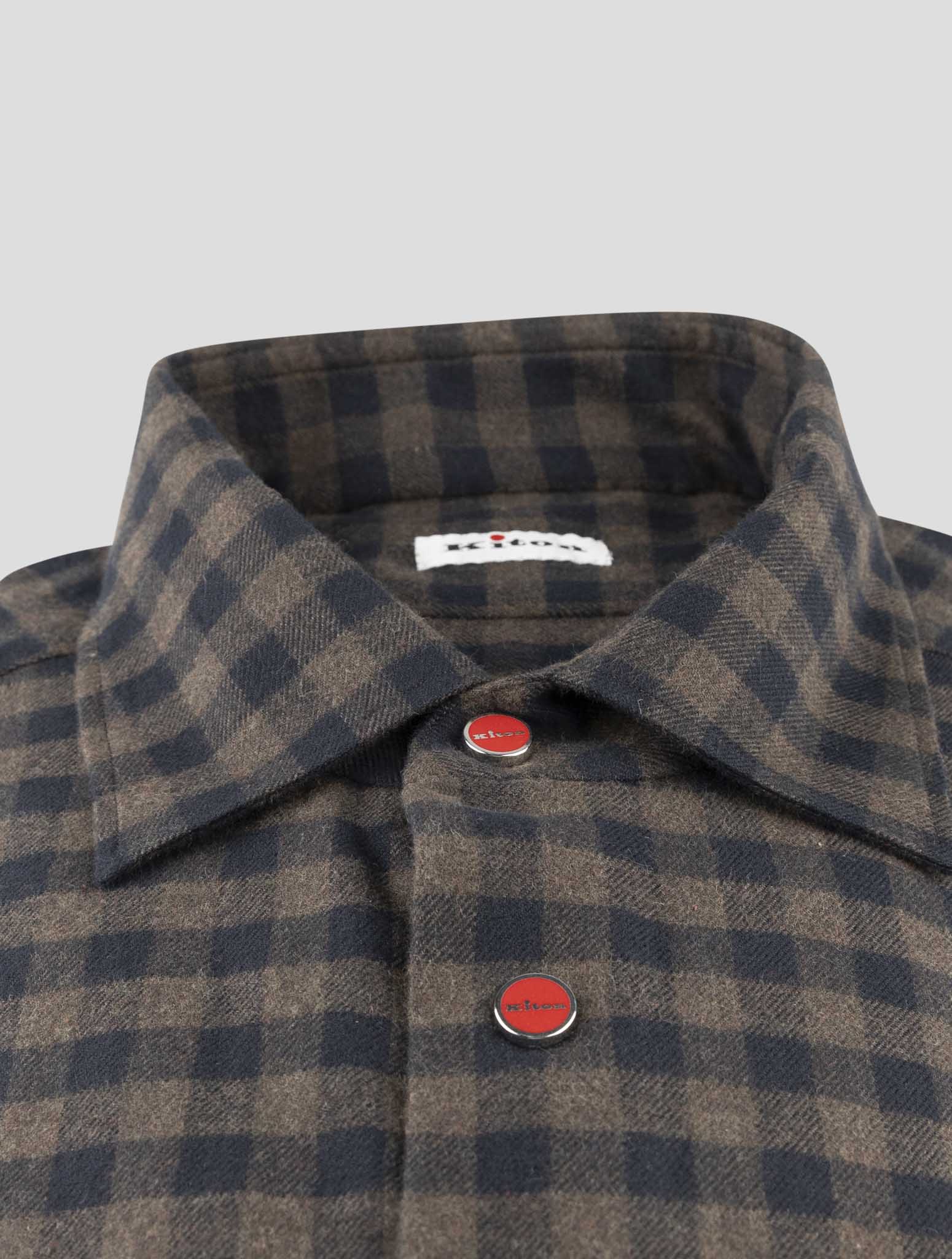 Kiton Brown Blue Cotton Shirt