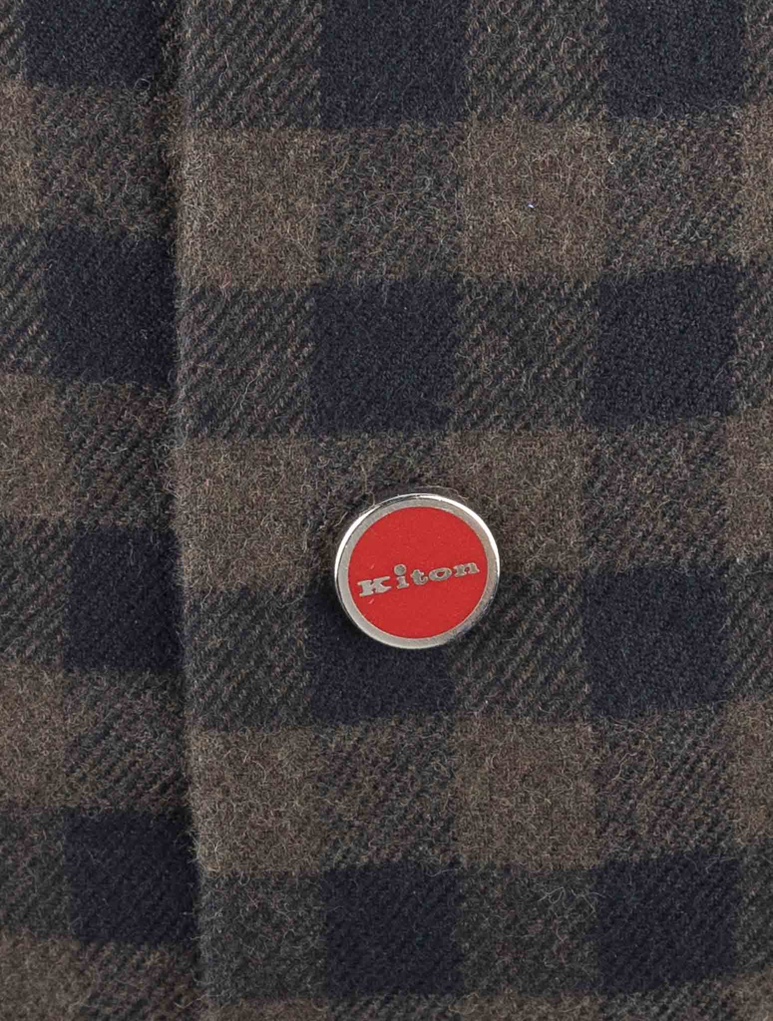 Kiton Brown Blue Cotton Shirt