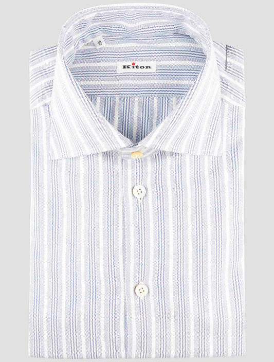 Kiton Light Blue White Cotton Shirt
