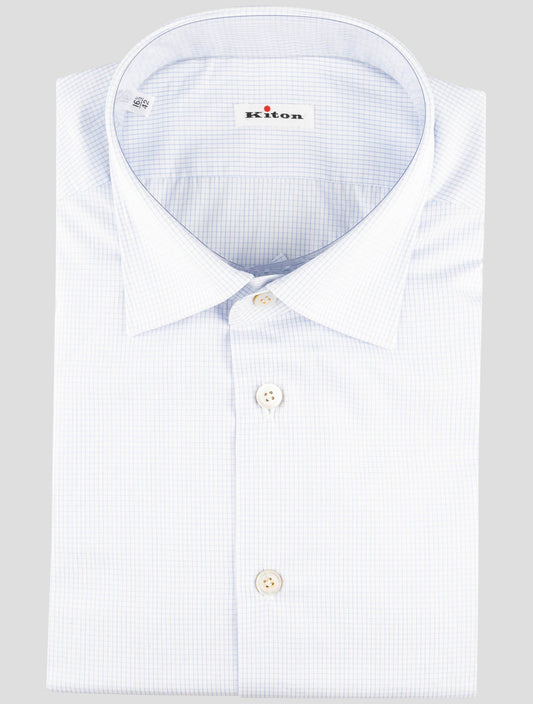 Kiton Light Blue White Cotton Shirt