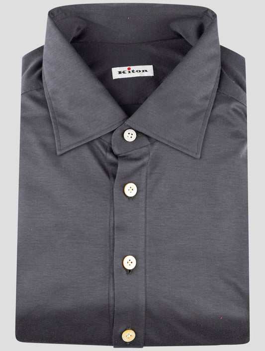 Kiton Gray Cotton Sweater Polo