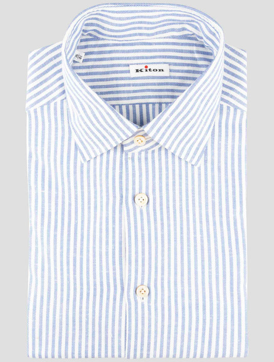 Kiton Light Blue White Cotton Shirt