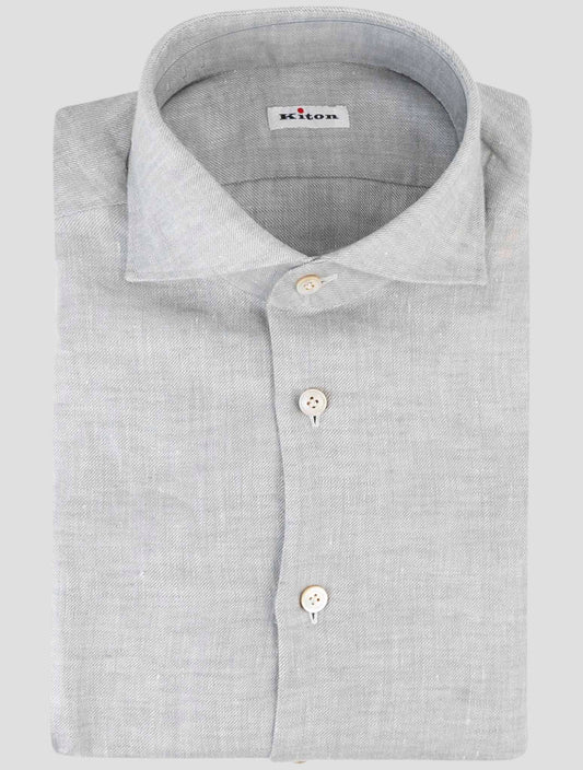 Kiton Gray Linen Shirt