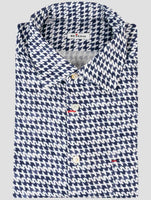 Kiton Blue White Cotton Shirt