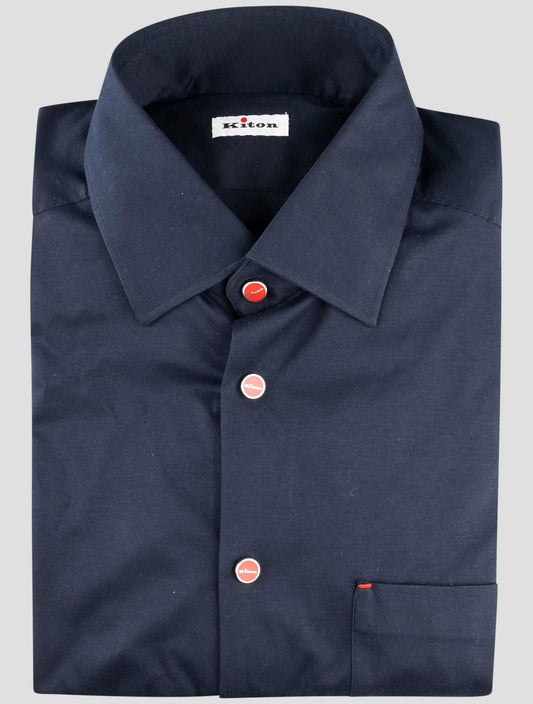 Kiton Blue Cotton Shirt