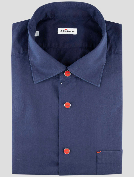 Kiton Blue Cotton Shirt