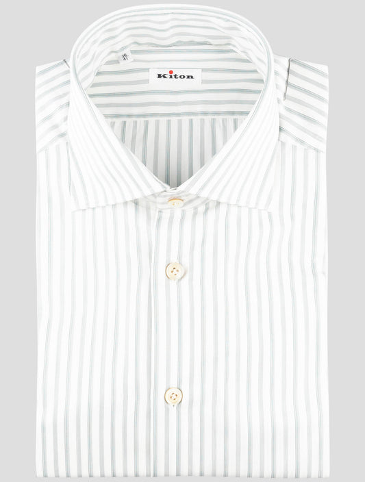 Kiton Blue White Cotton Shirt