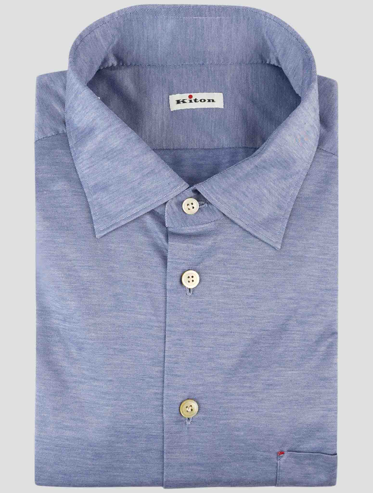 Kiton Blue Cotton Shirt