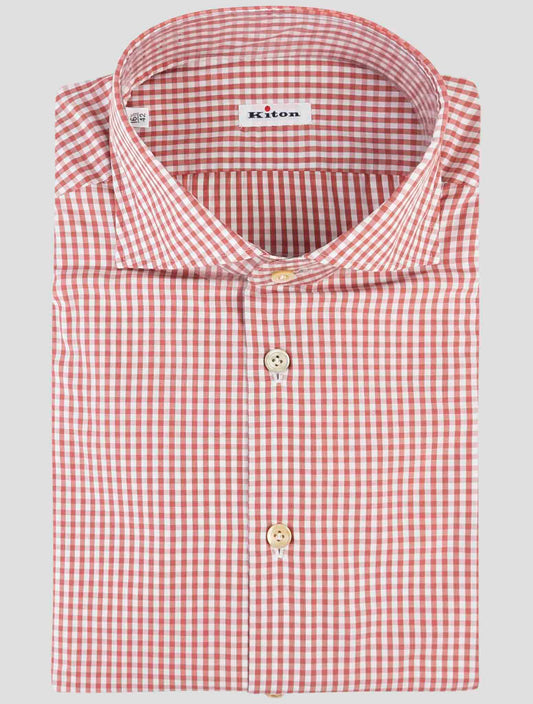 Kiton Red white Cotton Shirt