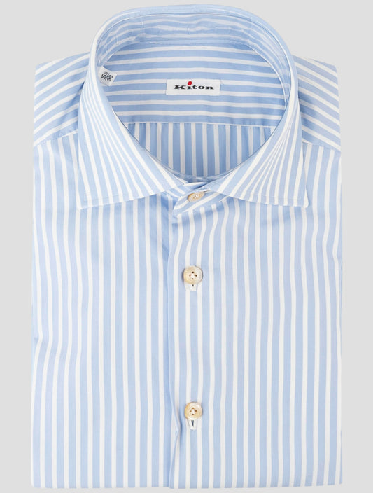 Kiton Light Blue White Cotton Shirt