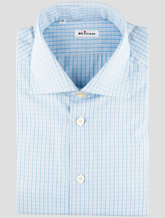 Kiton Light Blue White Cotton Shirt