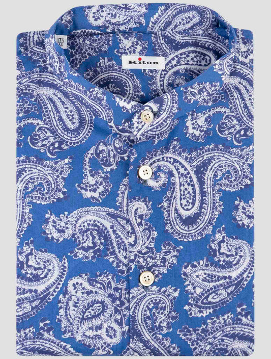 Kiton Blue Beige Cotton Shirt