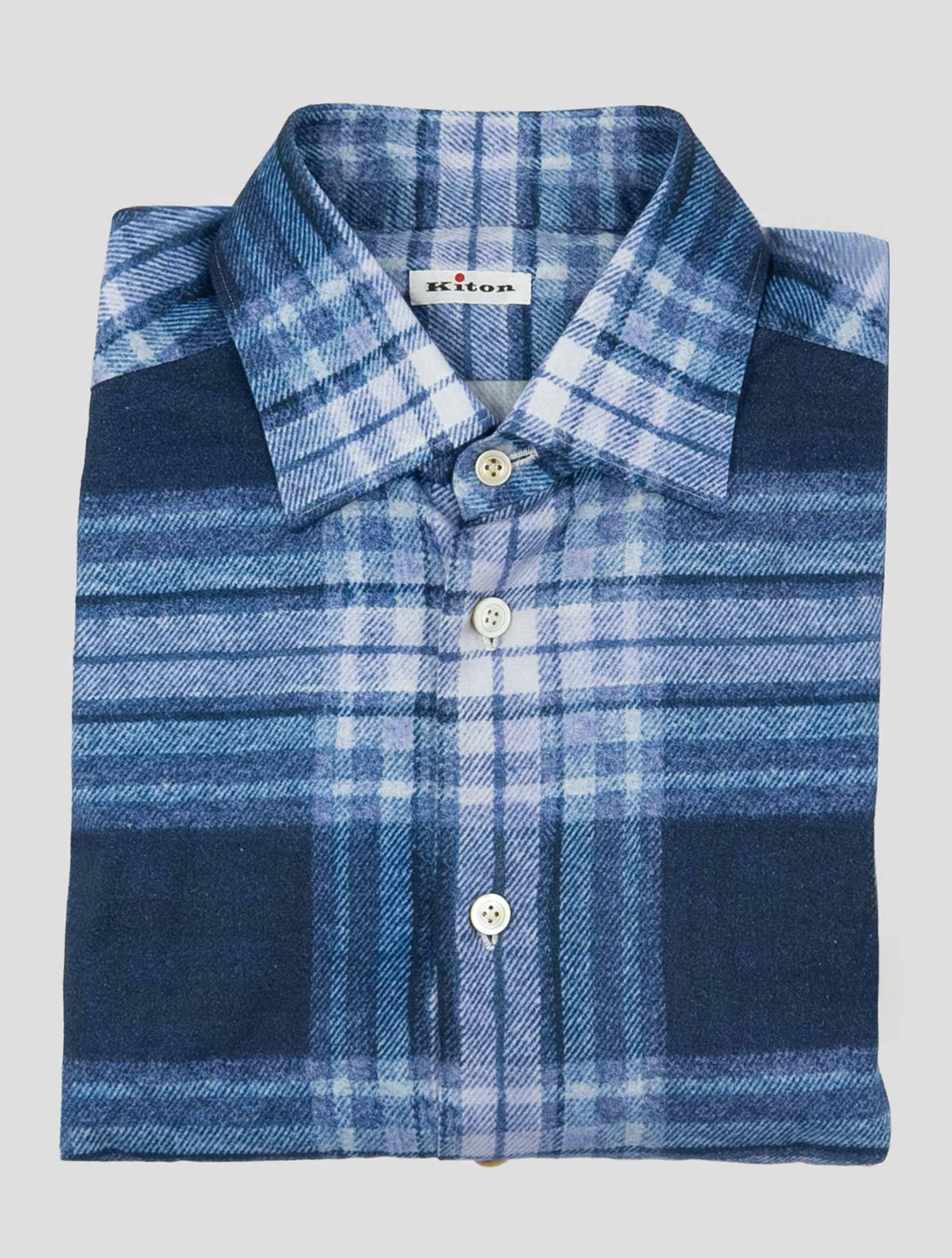 Kiton Blue Cotton Shirt