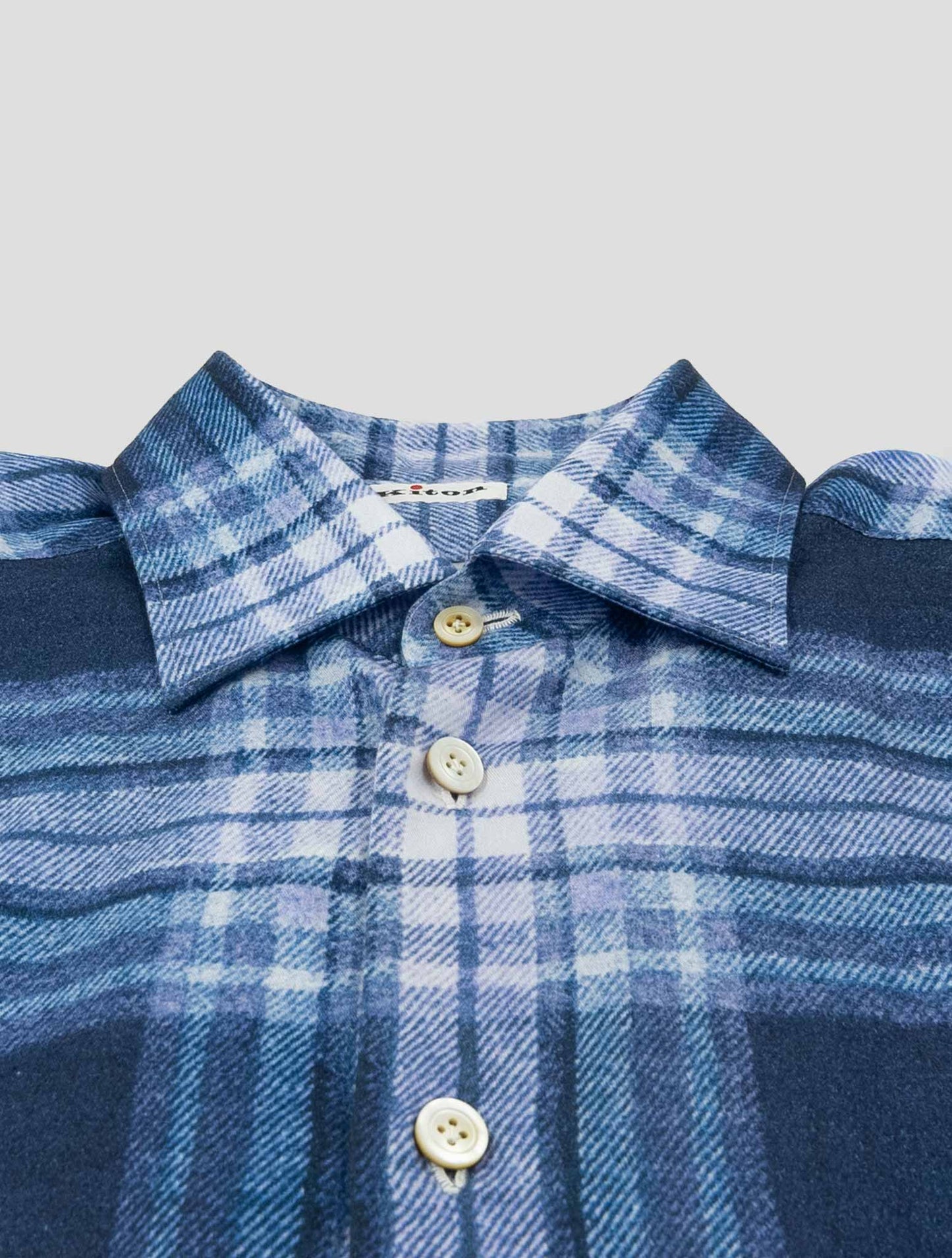 Kiton Blue Cotton Shirt