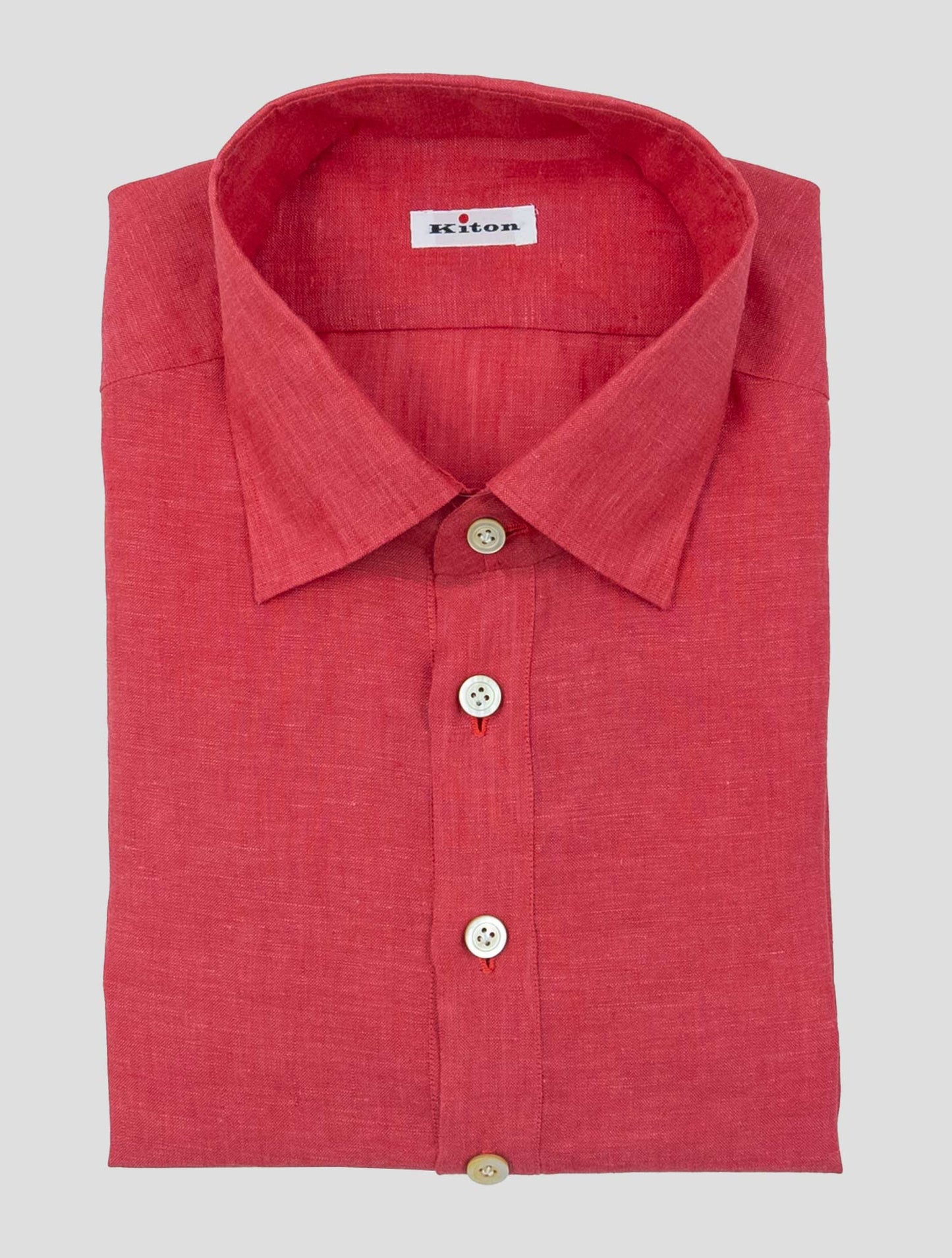 Kiton Red Linen Shirt