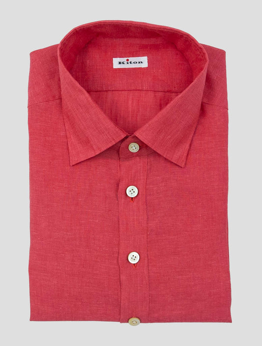 Kiton Red Linen Shirt