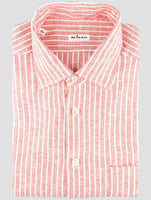 Kiton Red White Linen Pl Ea Shirt