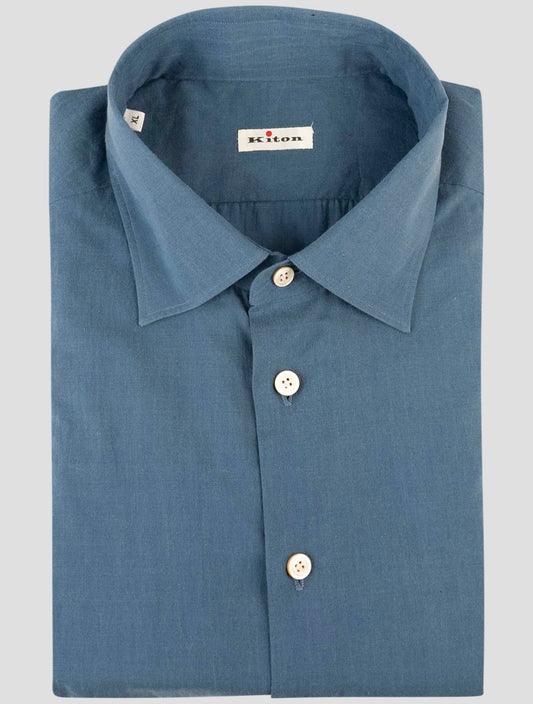 Kiton Blue Cotton Shirt