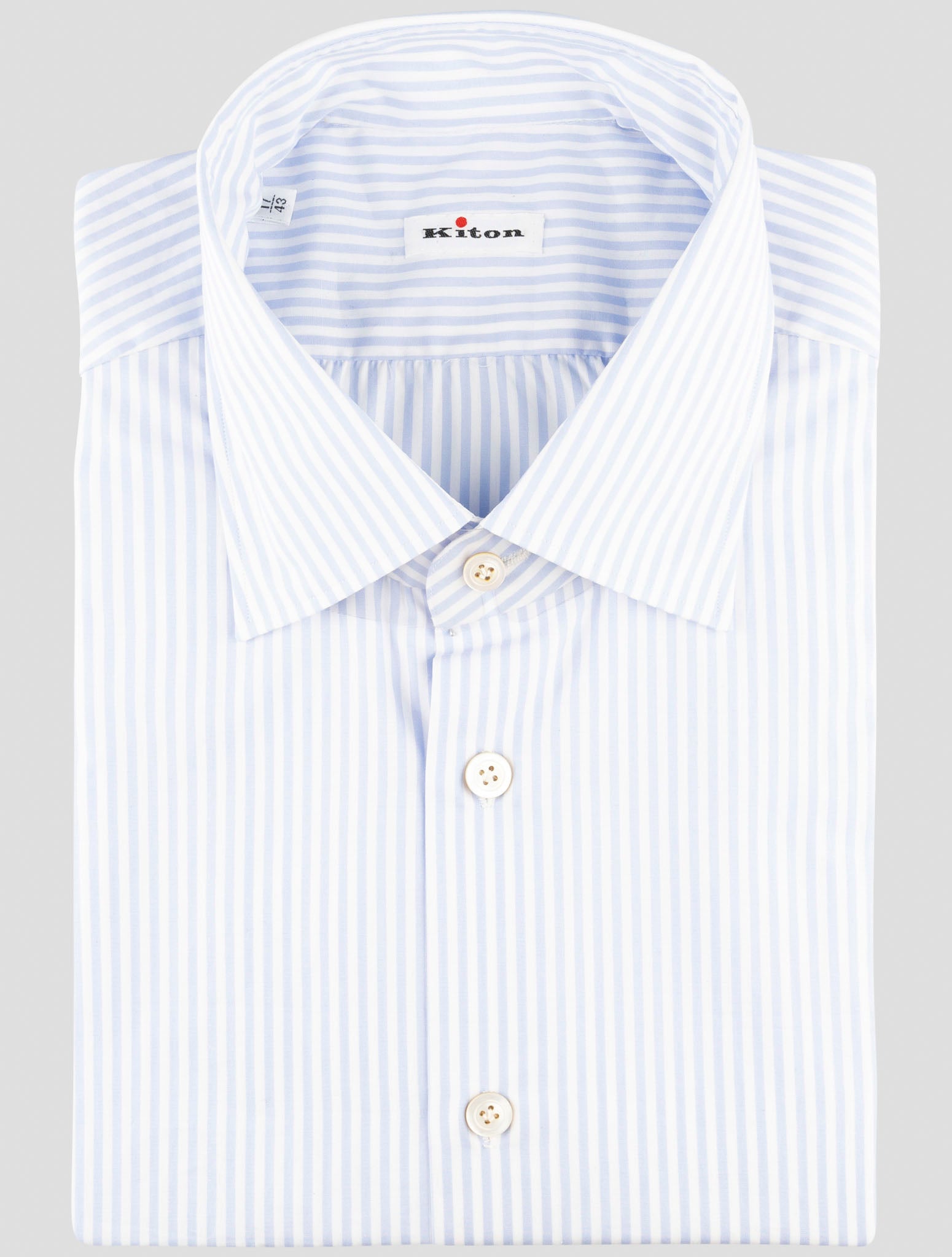 Kiton blue and white cotton shirt