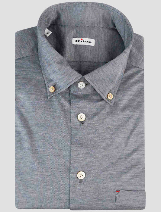 Kiton Blue Cotton Shirt
