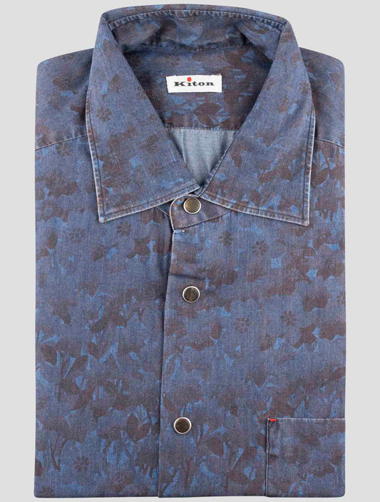 Kiton Blue Cotton Shirt