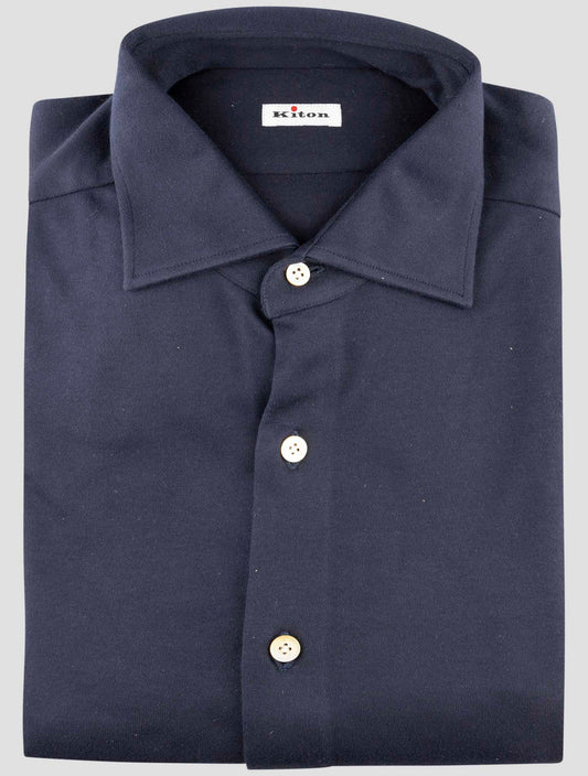 Kiton Blue Cotton Shirt