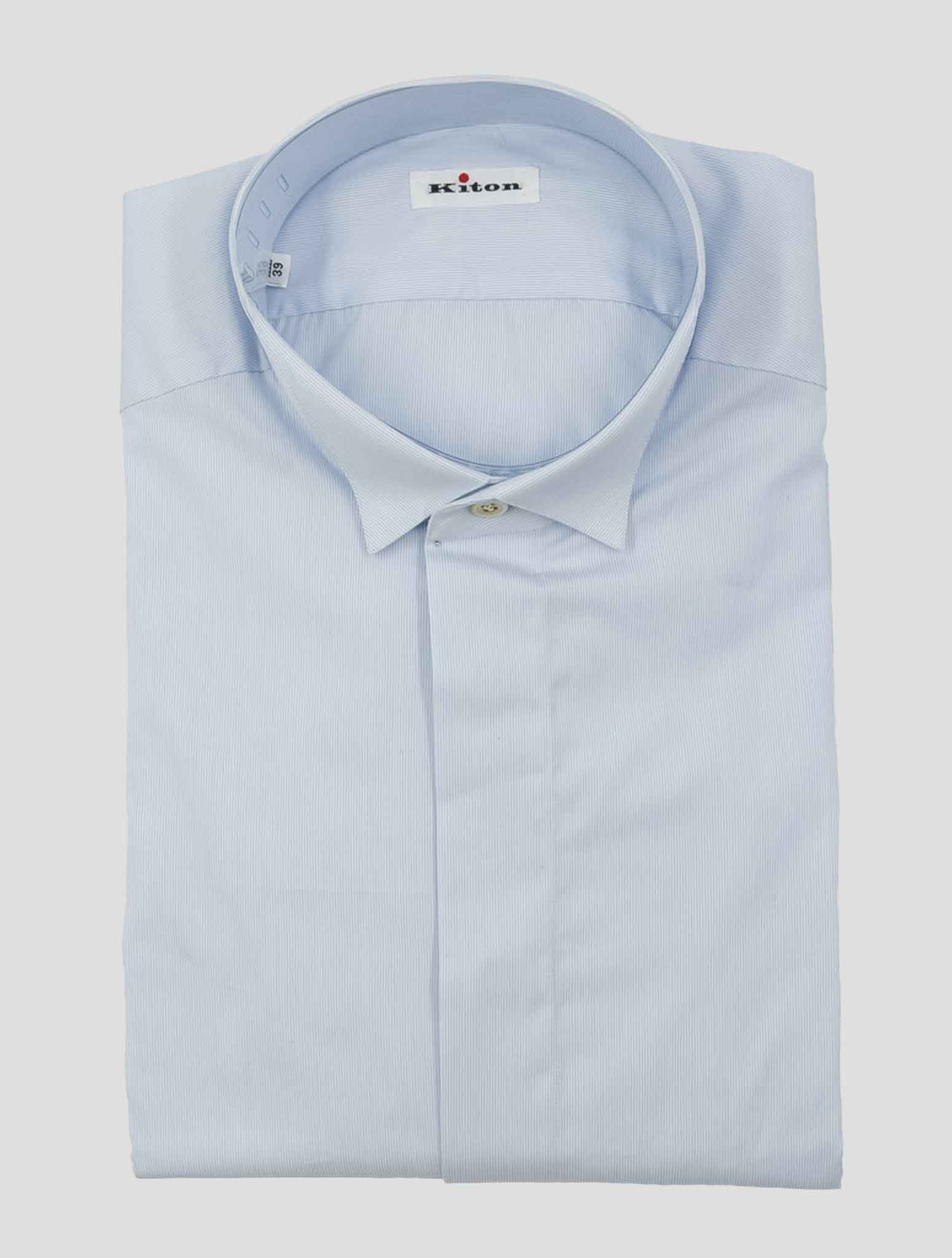 Kiton Blue Cotton Shirt