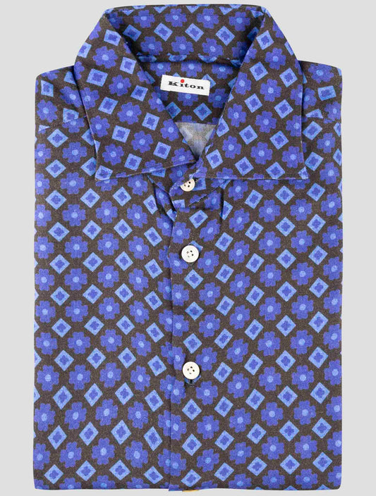 Kiton Blue Viscose Wool Shirt
