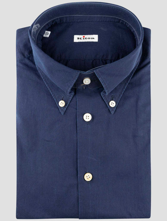 Kiton Blue Cotton Shirt