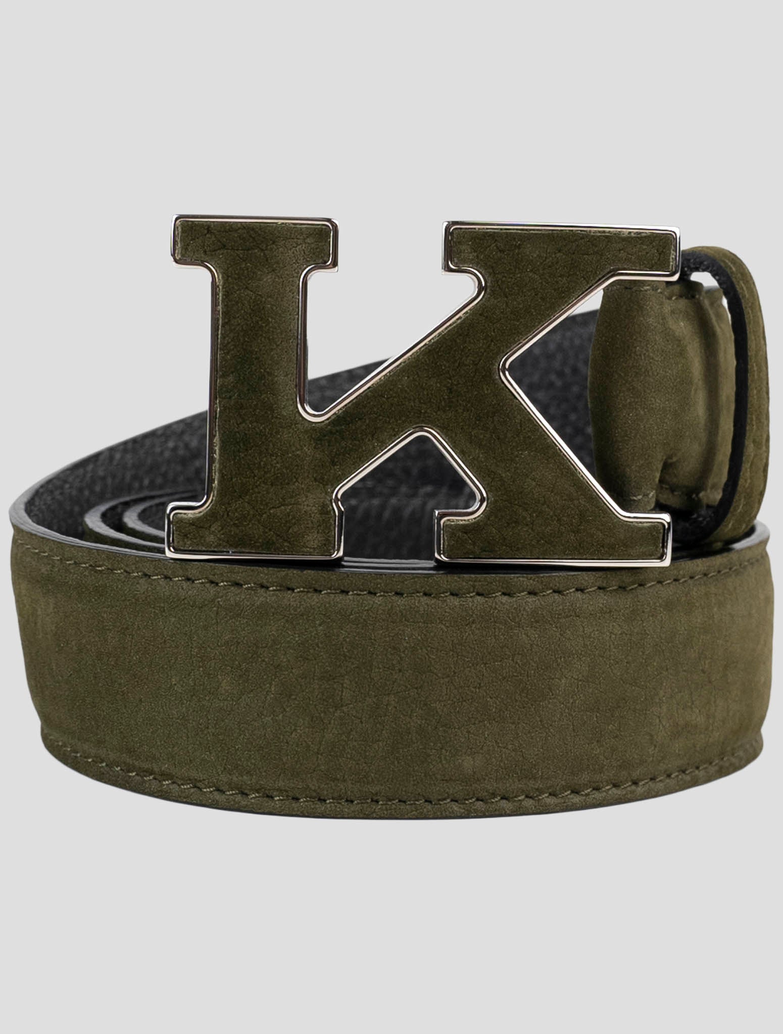 Kiton Green Leather Suede Belt
