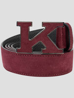 Kiton Burgundy Leather Suede Belt
