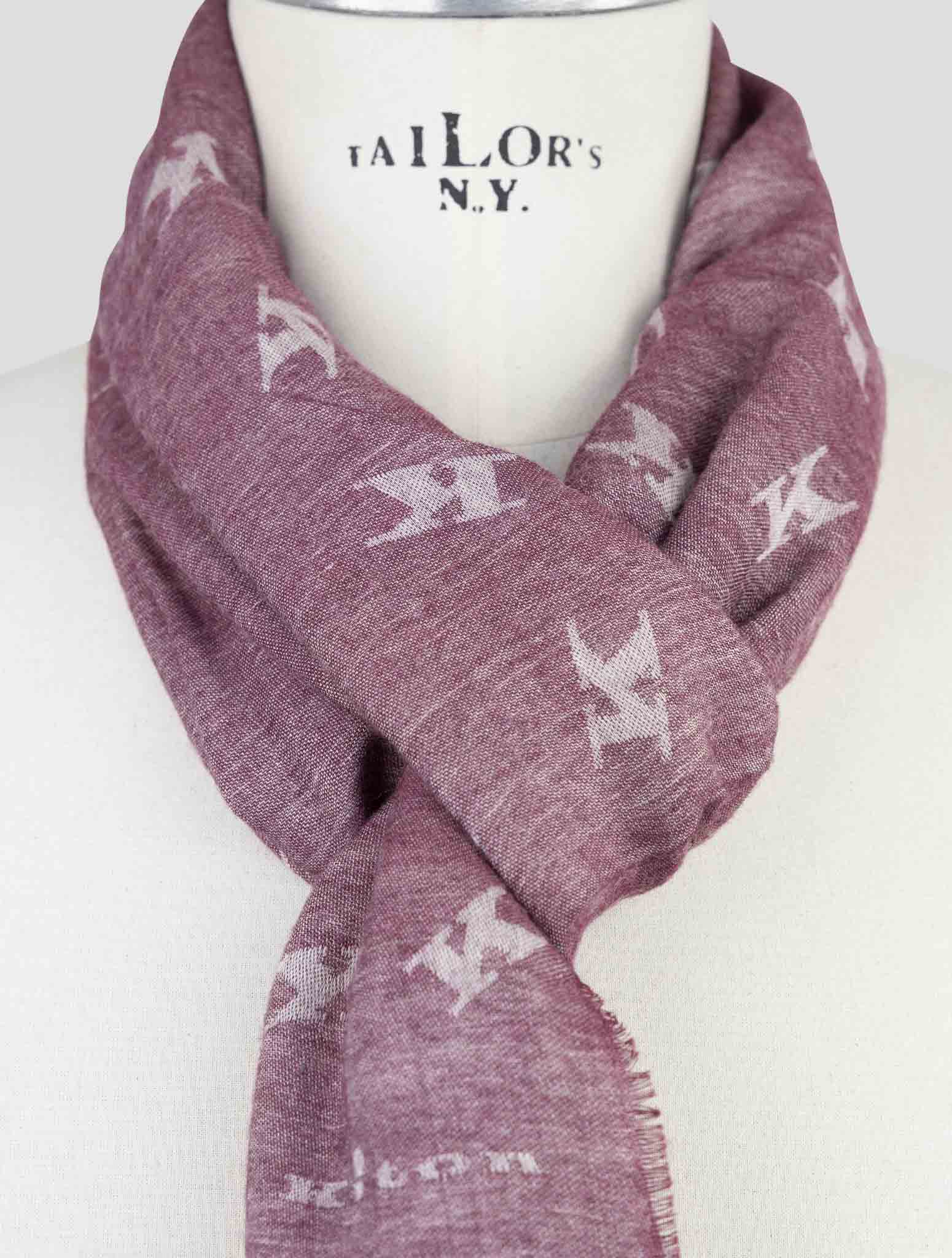 Kiton Burgundy Wool Silk Scarf