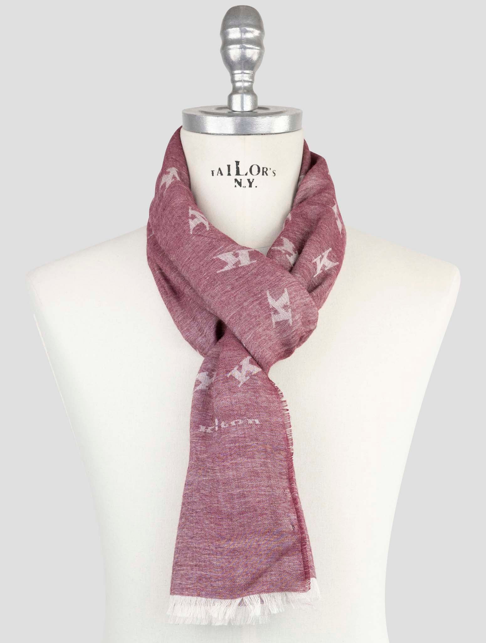Kiton Burgundy Wool Silk Scarf