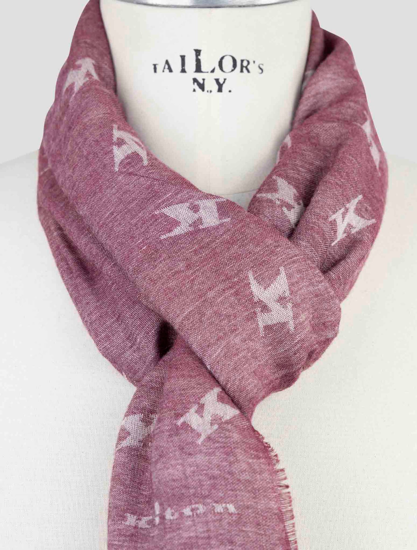 Kiton Burgundy Wool Silk Scarf