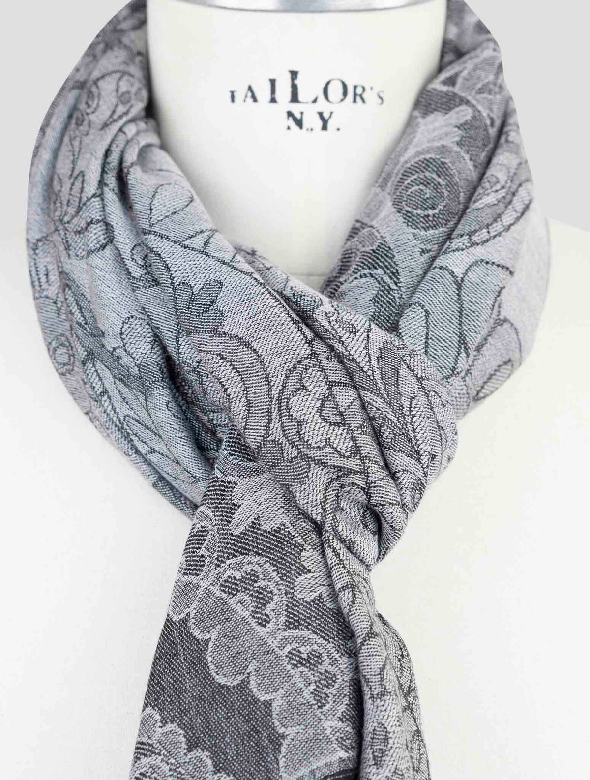 Kiton Gray Wool Silk Scarf