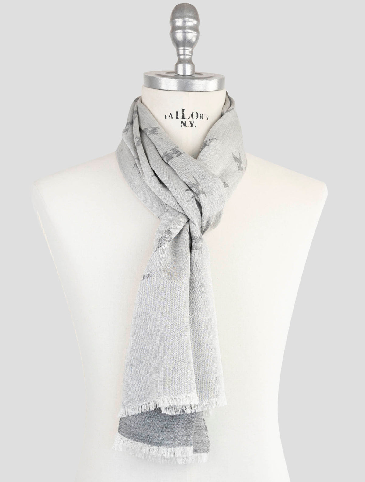 Kiton Gray Wool Silk Scarf
