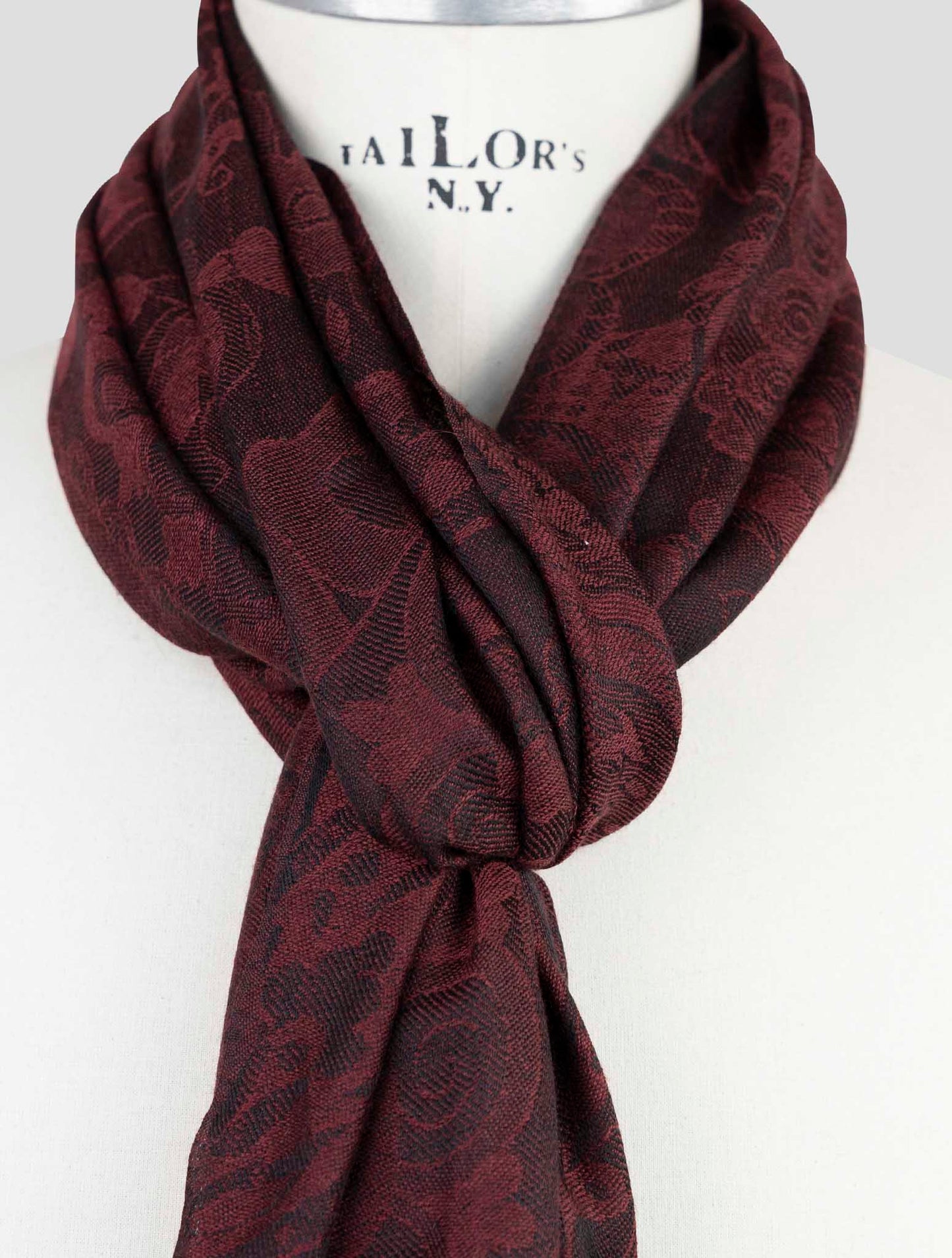 Kiton Burgundy Cashmere Silk Scarf
