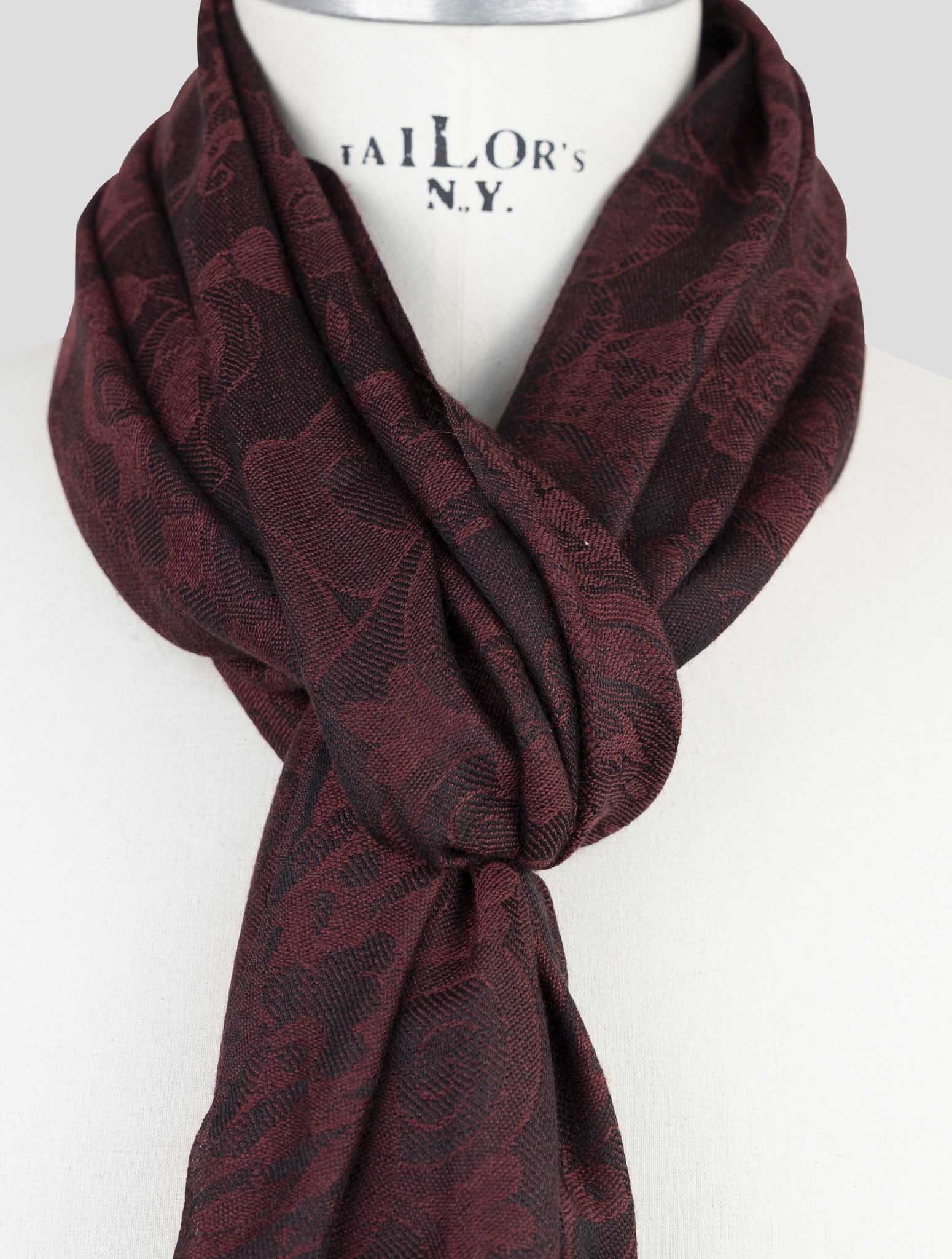Kiton Burgundy Cashmere Silk Scarf
