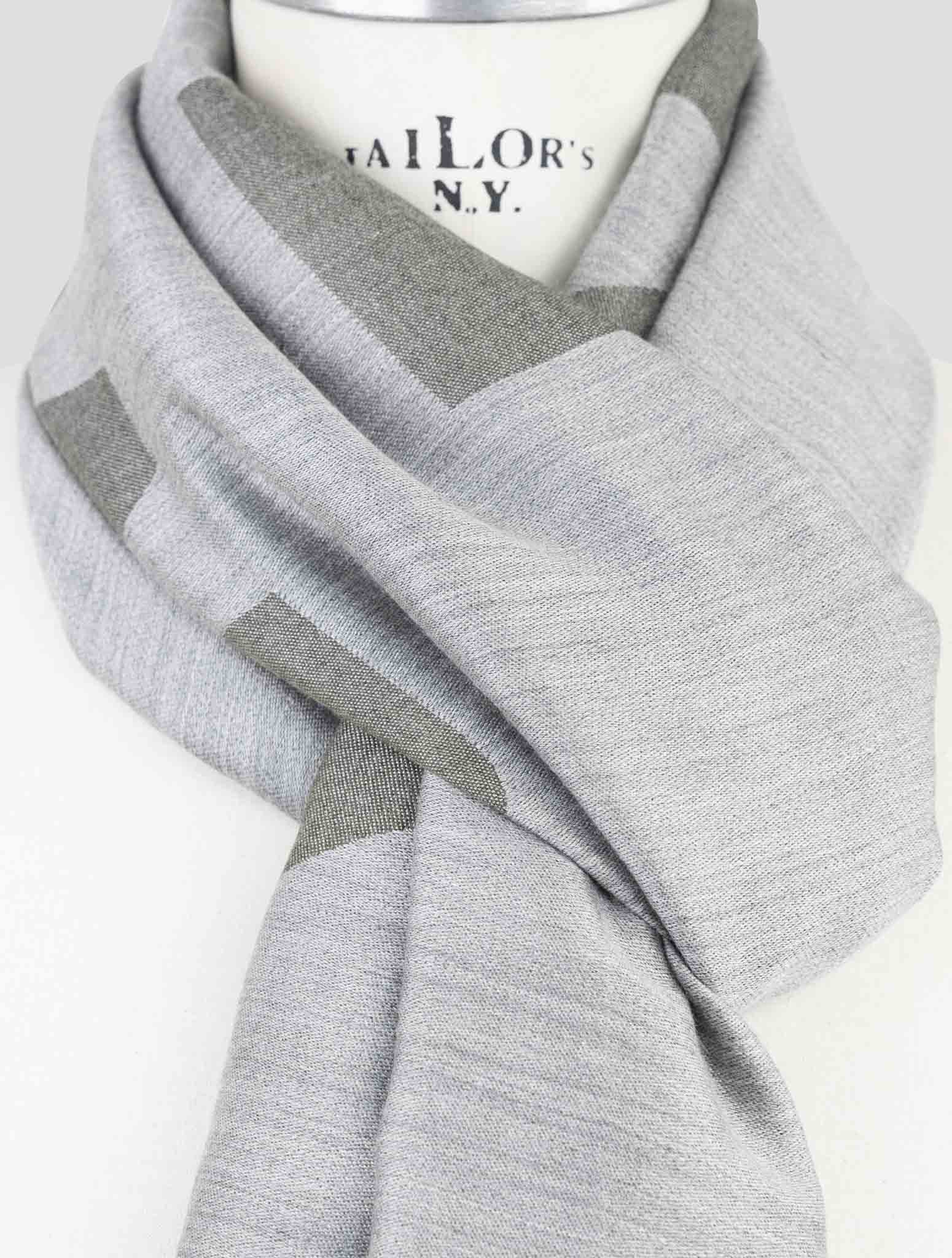Kiton Green Gray Cashmere Silk Scarf